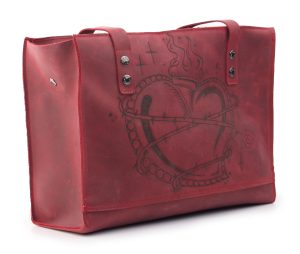 Shopping bag NUNKI color Rosso con Pirografia Cuore
