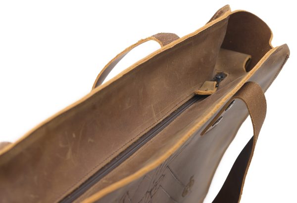 Shopping bag NUNKI color Tabacco con Pirografia Cervo - immagine 3