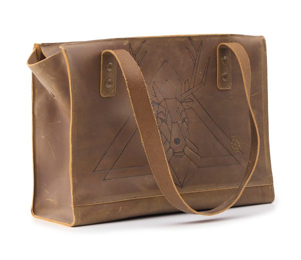 Shopping bag NUNKI color Tabacco con Pirografia Cervo - immagine 6