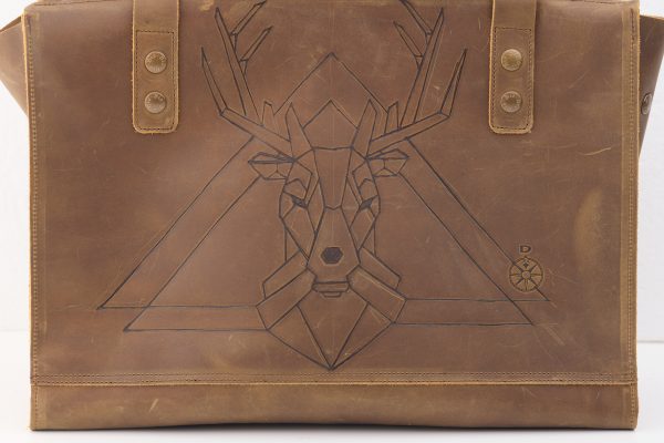 Shopping bag NUNKI color Tabacco con Pirografia Cervo - immagine 7