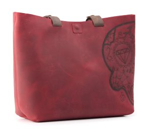 Borsa CHARA color Rosso Pirografia Teschio Messicano
